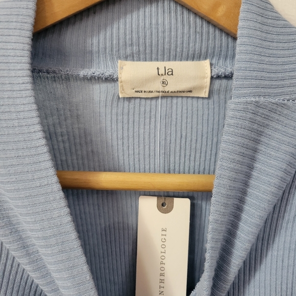 TLA Anthropologie | NWT Blue Ruffle Shoulder Long Sleeve Top - Picture 6 of 9